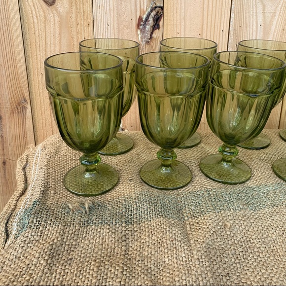 Vintage Green Goblets Set Wedding Party Glasses - Picture 3 of 6
